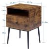Mid Century Modern End Table Nightstand in Rustic Brown Black Wood Finish