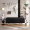 Mid-Century Modern Black Faux Leather End of Bed Storage Bench Ottoman