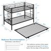 Black Metal Twin over Twin Bunk Bed with Twin size Roll-Out Trundle Bed Frame