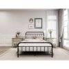 Full size Farmhouse Black Metal Bed Frame with Rounded Headboard Footboard