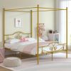 Full size Gold Metal Canopy Bed Frame with 600 lb. Weight Capacity