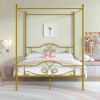 Full size Gold Metal Canopy Bed Frame with 600 lb. Weight Capacity