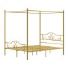 Full size Gold Metal Canopy Bed Frame with 600 lb. Weight Capacity