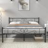 Full Sturdy Metal Platform Bed Frame with Headboard Footboard in Black Finish