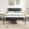 Full size Black Wood Metal Platform Bed Frame with Rounded Headboard Footboard
