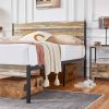 Full size Industrial Rustic Wood / Metal Platform Bed Frame with Headboard