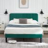 Full size Green Upholstered Platform Bed Frame with Headboard
