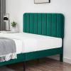 Full size Green Upholstered Platform Bed Frame with Headboard