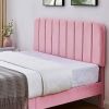 Full size Pink Upholstered Platform Bed Frame with Headboard