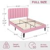 Full size Pink Upholstered Platform Bed Frame with Headboard