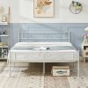 Full size White Metal Platform Bed Frame with Headboard and Footboard