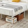 Full size White Metal Platform Bed Frame with Headboard and Footboard