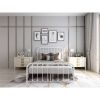 Full size Classic White Metal Bed Frame with Slatted Headboard and Footboard