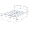 Full size White Metal Platform Bed Frame with Arched Headboard