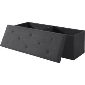 Black Linen Upholstered Bedroom Living Room Entryway Storage Bench Ottoman
