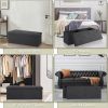 Black Linen Upholstered Bedroom Living Room Entryway Storage Bench Ottoman