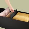 Black Linen Upholstered Bedroom Living Room Entryway Storage Bench Ottoman