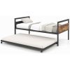 Twin size Industrial Farmhouse Metal Wood Daybed with Trundle Bed Frame