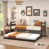 Twin size Industrial Farmhouse Metal Wood Daybed with Trundle Bed Frame