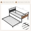 Twin size Industrial Farmhouse Metal Wood Daybed with Trundle Bed Frame