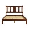 Queen Farmhouse Style Solid Wood Platform Bed Frame with Headboard in Cherry