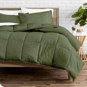 King/Cal King Wrinkle-Resistant Down Alternative Comforter Set in Olive Green