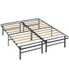 King size Metal Bed Frame with Bamboo Wood Slats