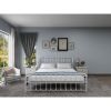 King White Metal Platform Bed Frame with Rounded Corners Headboard Footboard