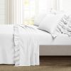 Queen size 6-Piece White Microfiber Sheet Set with Ruffled Edges