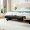 Modern Black Faux Leather Upholstered End of Bed Bench with Transparent Legs