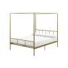 Full size Modern Canopy Bed Frame with Headboard and Footboard in Gold Metal