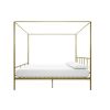 Full size Modern Canopy Bed Frame with Headboard and Footboard in Gold Metal