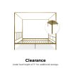 Full size Modern Canopy Bed Frame with Headboard and Footboard in Gold Metal