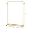 Modern Garment Rack Clothes Hanging Rod with Lockable Wheels in Gold
