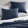 King Size Navy Blue Microfiber Pleated Bohemian Style Pre-Washed Comforter Set
