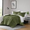 Twin/Twin XL Microfiber Pleated Soft Lightweight Comforter Set in Olive Green