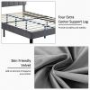 Queen size Dark Grey Upholstered Platform Bed Frame with Headboard