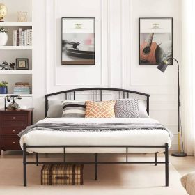 Queen size Black Metal Platform Bed Frame with Arched Headboard