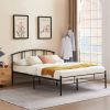 Queen size Black Metal Platform Bed Frame with Arched Headboard