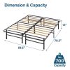 Queen size Metal Bed Frame with Bamboo Wood Slats