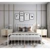 Queen Classic White Metal Bed Frame with Rounded Corners Headboard and Footboard