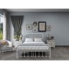 Queen Classic White Metal Bed Frame with Rounded Corners Headboard and Footboard