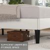 Queen size White Upholstered Platform Bed Frame with Headboard