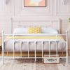 Queen size Vintage Style White Metal Platform Bed Frame with Headboard Footboard