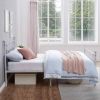 Queen size Vintage Style White Metal Platform Bed Frame with Headboard Footboard