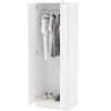 Modern White 2-Door Wardrobe Armoire Cabinet with Clothes Hanging Rod