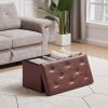 30-inch Brown Faux Leather Upholstered End of Bed Storage Bench Ottoman