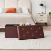 30-inch Brown Faux Leather Upholstered End of Bed Storage Bench Ottoman
