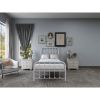 Twin White Metal Bed Frame with Slatted Rounded Corners Headboard and Footboard