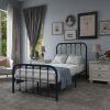 Twin Black Metal Bed Frame with Slatted Rounded Corners Headboard and Footboard